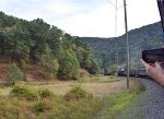 Looking out the window toward the front of our train as we round one of the S curves along the route